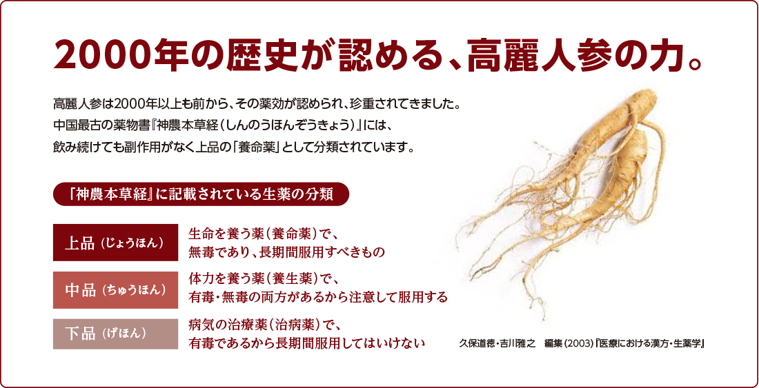 2000年の歴史が認める、高麗人参の力。