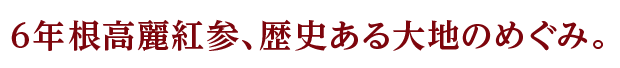 ６年根高麗紅参、歴史ある大地のめぐみ。